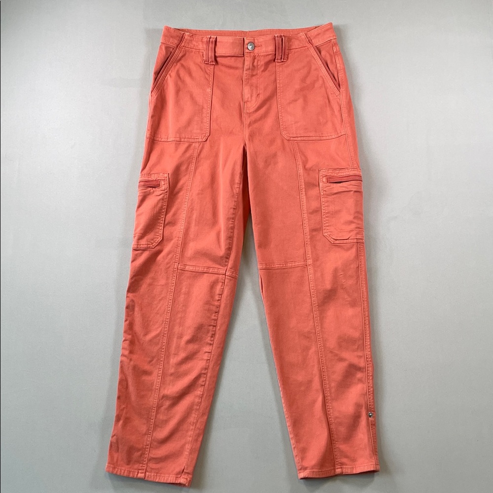 Chico's Terracotta High Rise Chino Stretch Cargo Pants Size 1R/8R